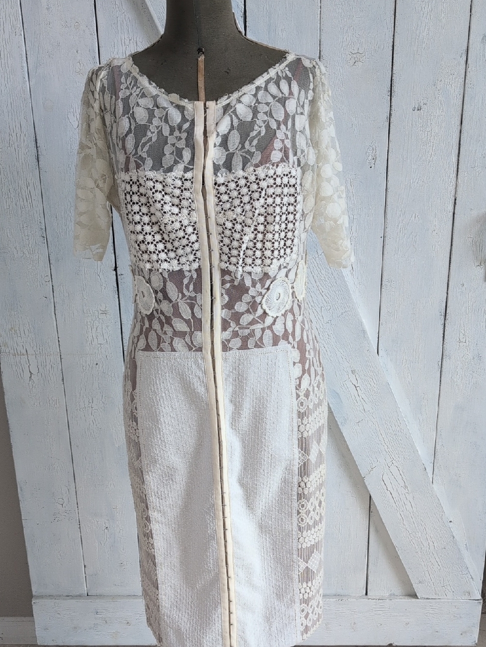 Byron Lars Ivory Lace SZ 12 Patchwork Dress